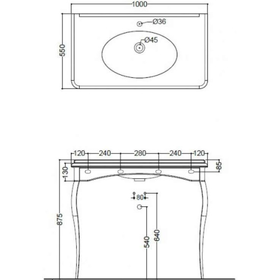 Раковина на ножках Kerasan Retro 100 см 1049K0 bi*1 cr legs - фото 8