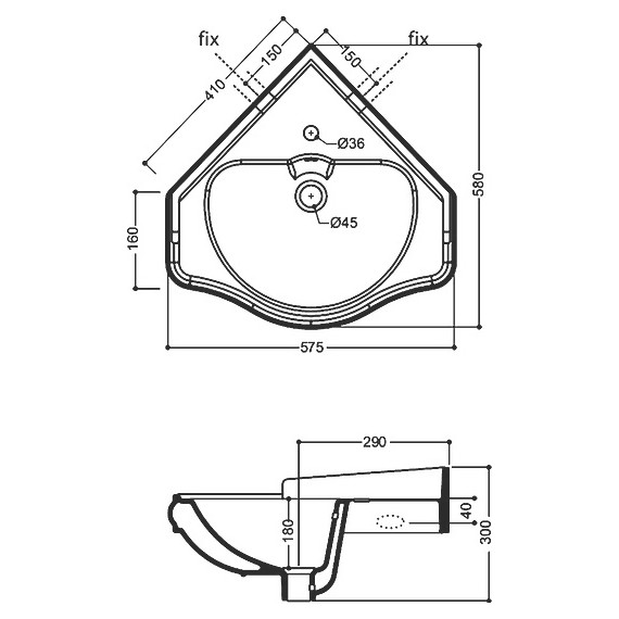 Раковина угловая Kerasan Retro 41 см 103201*1 - фото, картинка 4 Раковина угловая Kerasan Retro 41 см 103201*1 - фото 4