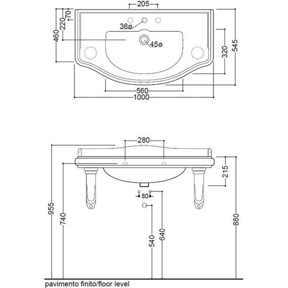 Раковина подвесная Kerasan Retro 100 см 105001*1 - фото, картинка 4 Раковина подвесная Kerasan Retro 100 см 105001*1 - фото 4