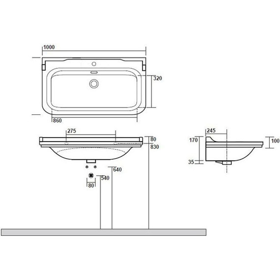 Раковина подвесная Kerasan Waldorf 100 см 4142K1bi/cr*1 - фото, картинка 4 Раковина подвесная Kerasan Waldorf 100 см 4142K1bi/cr*1 - фото 4
