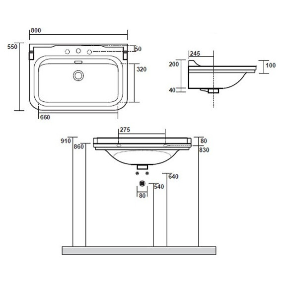 Раковина подвесная Kerasan Waldorf 80 см 4141K1bi/cr*1 - фото 8