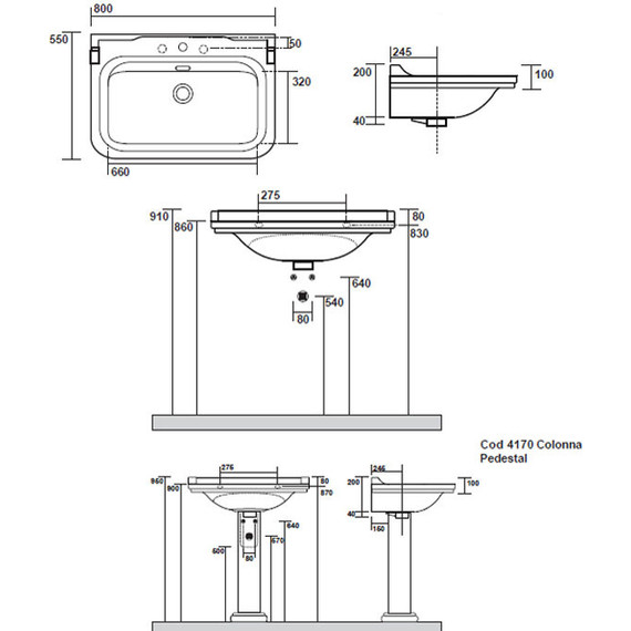Раковина с пьедесталом Kerasan Waldorf 80 см 4141K1bi/cr*1 - фото 4