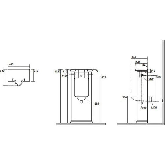 Писсуар напольный Kerasan Waldorf 413101bi - фото 3