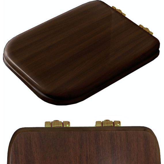 Сиденье с крышкой для унитаза Kerasan Waldorf микролифт 418840noce/cr, темное дерево - фото 3