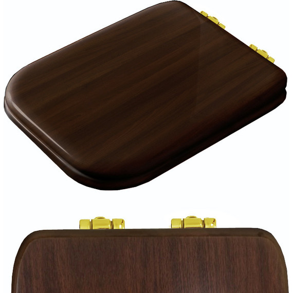 Сиденье с крышкой для унитаза Kerasan Waldorf микролифт 418840noce/cr, темное дерево - фото 2