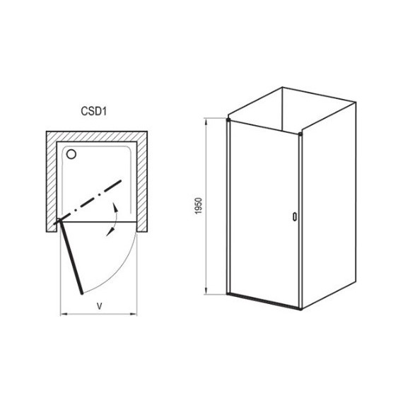 Душевая дверь Ravak Chrome CSD1 90 см 0QV70C00Z1 алюминий/прозрачное - фото 4