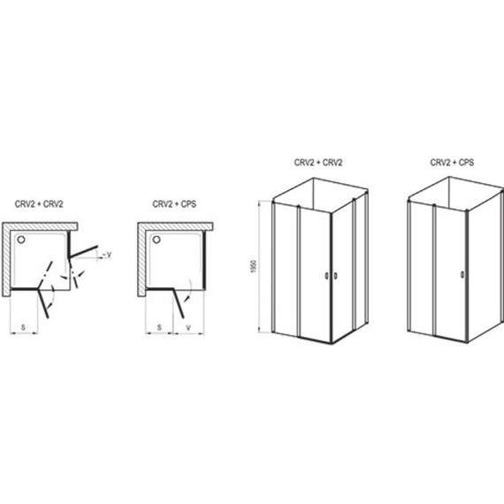 Душевое ограждение Ravak Chrome CRV2+CRV2 120x120 см 1QVG0100Z1 белый/прозрачное - фото 4