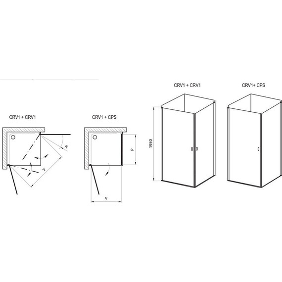 Душевое ограждение Ravak Chrome CRV1+CRV1 100x100 см 1QVA0101Z1 белый/прозрачное - фото 4