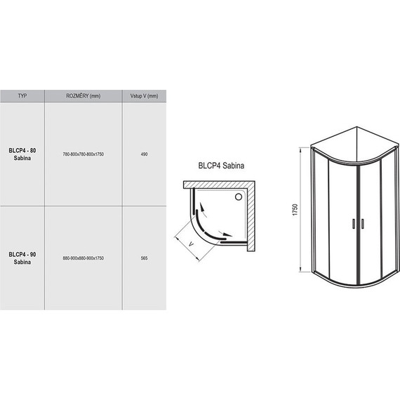 Душевое ограждение Ravak Blix BLCP4 Sabina 80x80 см 3B240C40ZG алюминий/матовое - фото 6