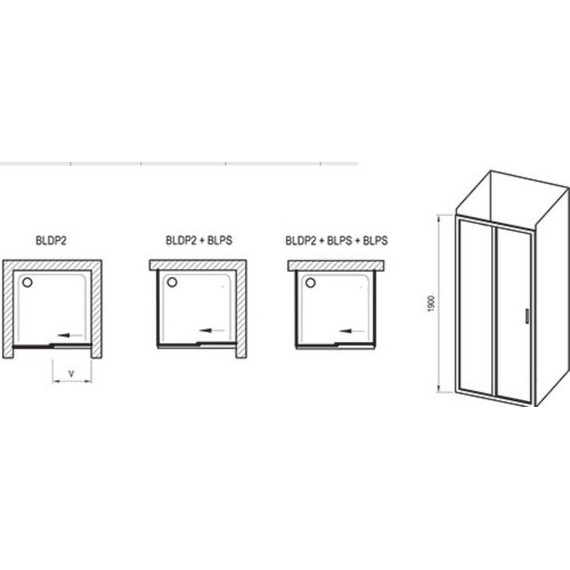 Душевое ограждение Ravak Blix BLDP2+BLPS 100x100 см, алюминий/прозрачное - фото 4