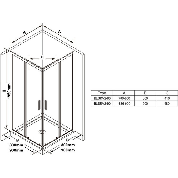 Душевое ограждение Ravak Blix Slim BLSRV2 80x80 см X1LM40C00Z1 алюминий/прозрачное - фото 4