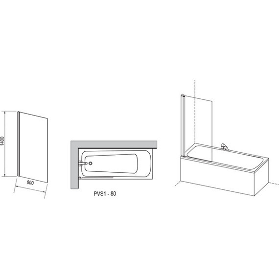 Шторка для ванны Ravak Pivot PVS1 80 см 79840100Z1 белый/прозрачное - фото, картинка 3 Шторка для ванны Ravak Pivot PVS1 80 см 79840100Z1 белый/прозрачное - фото 3