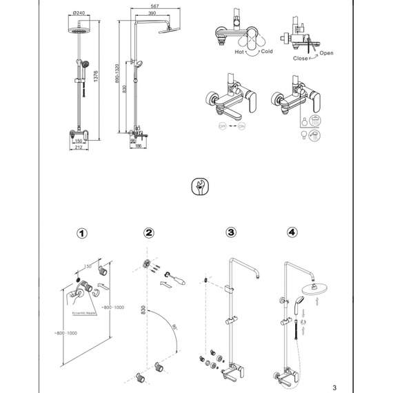 Душевая стойка BRAVAT OPAL F6125183CP-A3-RUS (d 245) - фото, картинка 6 Душевая стойка BRAVAT OPAL F6125183CP-A3-RUS (d 245) - фото 6