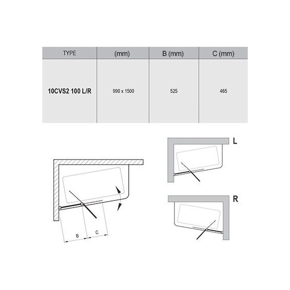 Шторка для ванны Ravak 10° 10CVS 100 см 7QRA0U03Z1 R сатин/прозрачное - фото 2