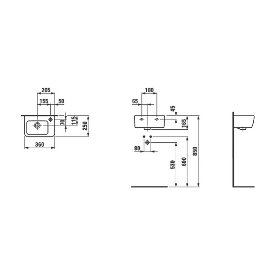 Раковина подвесная Laufen Pro 36 см 8.1695.5.000.106.1 - фото 3