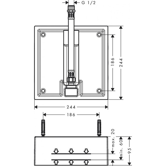 Скрытая часть для верхнего душа Hansgrohe Raindance 26471180 - фото 2