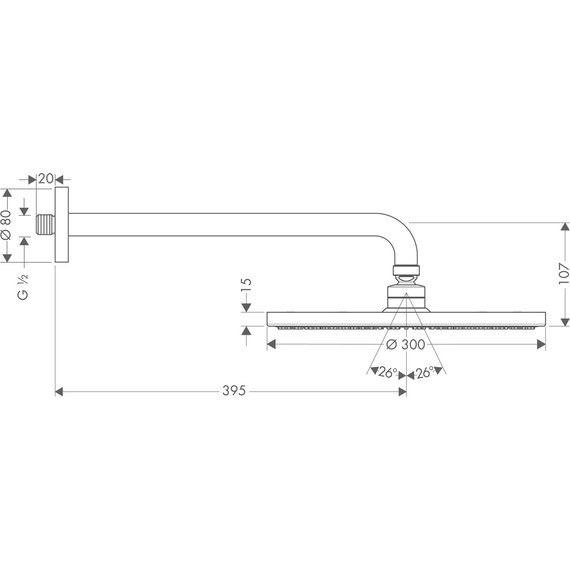 Верхний душ Hansgrohe Raindance S 300 1jet 27493000, латунь - фото 2