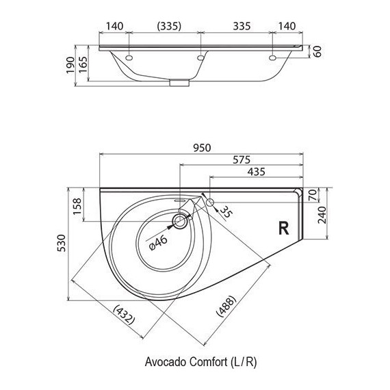 Умывальник Ravak Avocado Comfort 95 см XJ9P1100000 R - фото 6