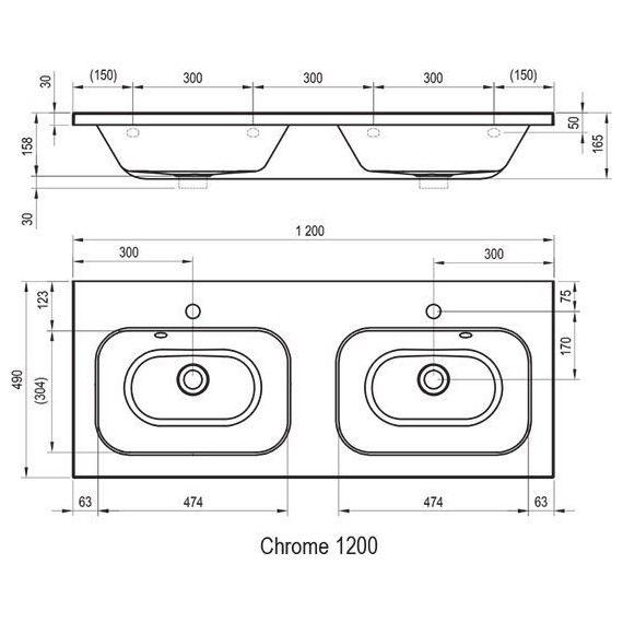 Умывальник Ravak Chrome 120 см XJG01112000 - фото 11