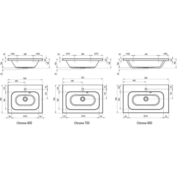 Умывальник Ravak Chrome 70 см XJG01170000 - фото 6