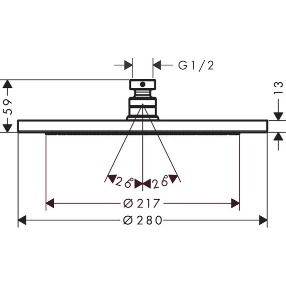Верхний душ Hansgrohe Croma 280 1jet 26220000, латунь - фото 2