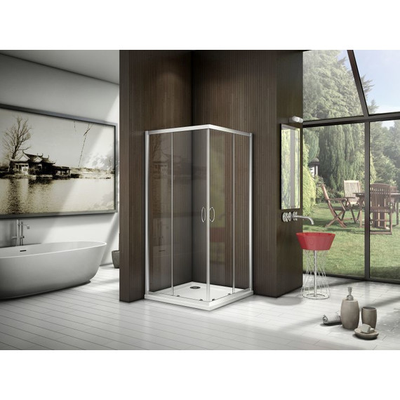 Душевое ограждение Bas Latte CR-100-C-WE 100х100 см, алюминий/прозрачное - фото, картинка 2 Душевое ограждение Bas Latte CR-100-C-WE 100х100 см, алюминий/прозрачное - фото 2