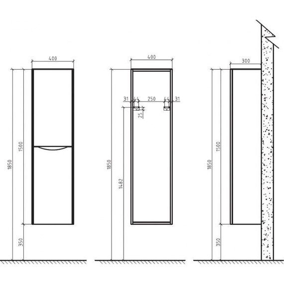Пенал подвесной BelBagno ANCONA-N-1500-2A-SC-TL-L 40 см, левый, бежевый - фото, картинка 3 Пенал подвесной BelBagno ANCONA-N-1500-2A-SC-TL-L 40 см, левый, бежевый - фото 3