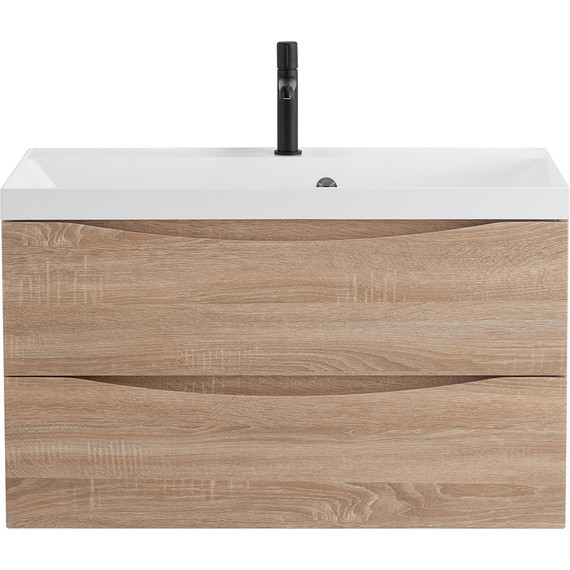 Тумба подвесная с раковиной BelBagno MARINO-800-2C-SO-WO-P 80 см, Rovere Bianco - фото 
