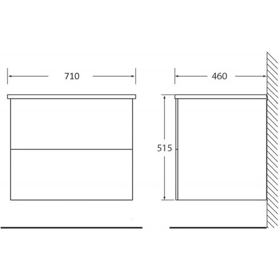 Тумба подвесная с раковиной BelBagno ETNA-700-2C-SO-RG-P 70 см, Rovere Grigio, Цвет фасада: Rovere Grigio - фото 3