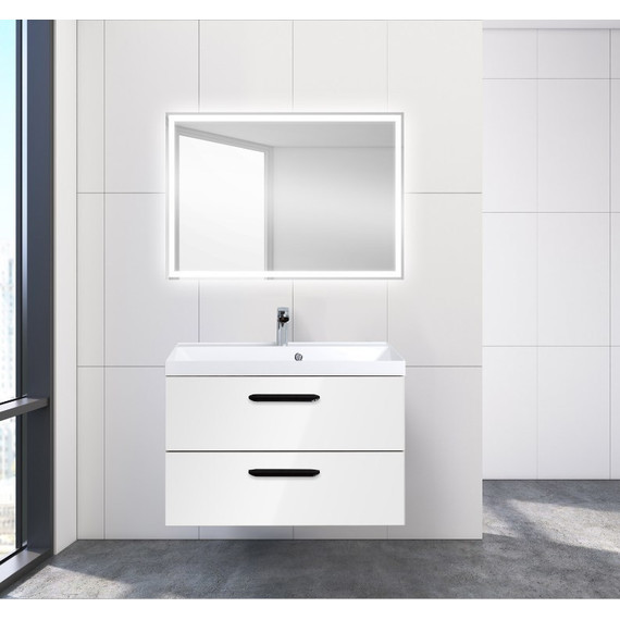 Тумба подвесная с раковиной BelBagno AURORA-800-2C-SO-BL 80 см, Bianco Lucido, Цвет фасада: Bianco Lucido - фото 2