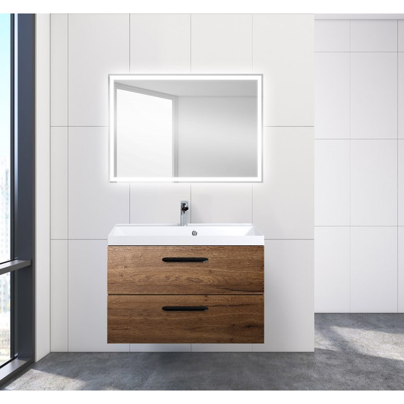 Тумба подвесная с раковиной BelBagno AURORA-800-2C-SO-RT 80 см, Rovere Tabacco, Цвет фасада: Rovere Tabacco - фото 2
