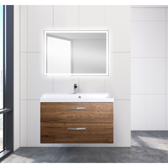 Тумба подвесная с раковиной BelBagno AURORA-900-2C-SO-RT 90 см, Rovere Tabacco, Цвет фасада: Rovere Tabacco - фото 3