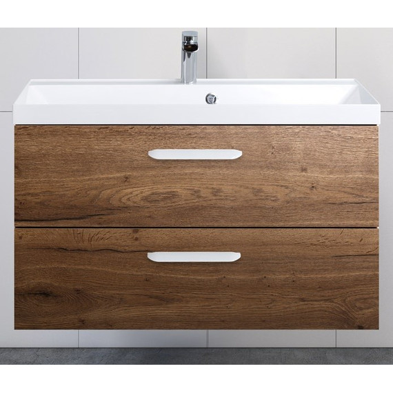 Тумба подвесная с раковиной BelBagno AURORA-900-2C-SO-RT 90 см, Rovere Tabacco, Цвет фасада: Rovere Tabacco - фото 