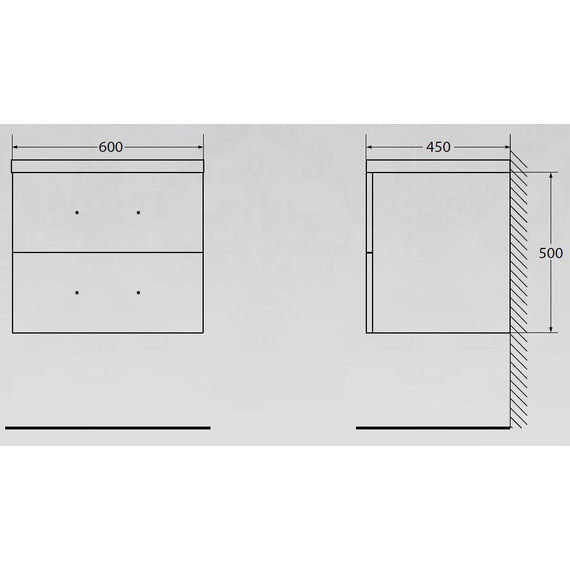 Тумба подвесная с раковиной BelBagno AURORA-600-2C-SO-PG 60 см, Pietra Grigio, Цвет фасада: Pietra Grigio - фото 6
