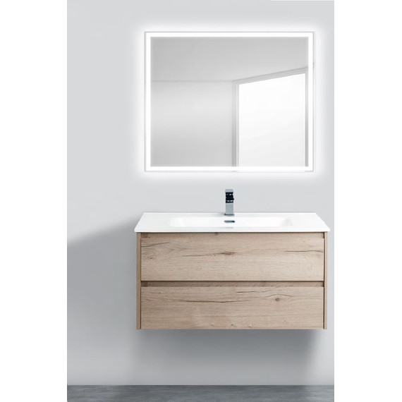 Тумба подвесная с раковиной BelBagno KRAFT-1000-2C-SO-RGB 100 см, Rovere Galifax Bianco - фото 2