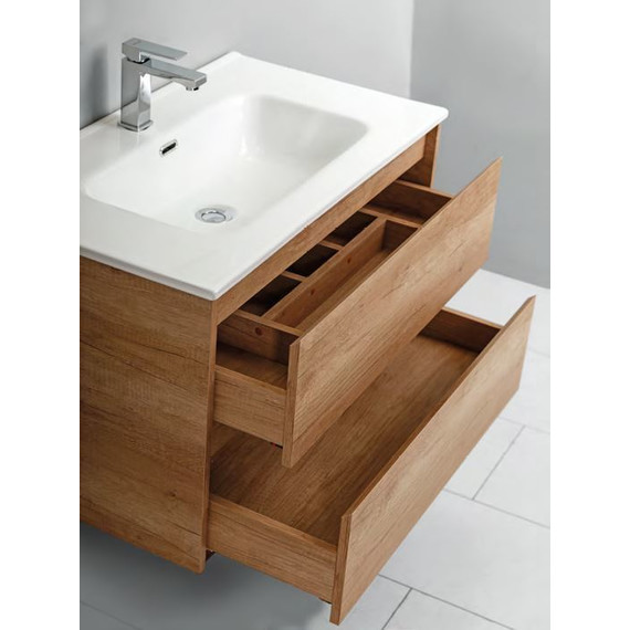 Тумба подвесная с раковиной BelBagno KRAFT-800-2C-SO-RNN 80 см, Rovere Nebrasca Nature - фото 4