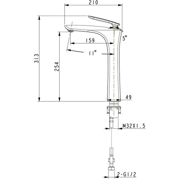 Смеситель для раковины высокий Timo Helmi 4011/00-16F, хром/белый - фото 4