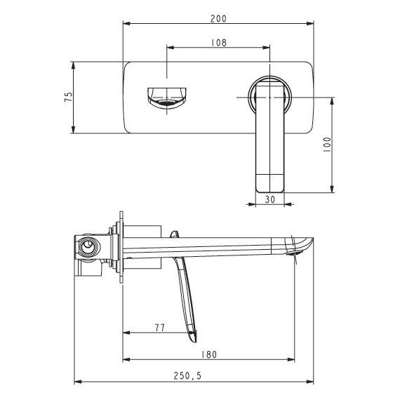 Смеситель для раковины настенный Timo Helmi 4071/00-16SM, хром/белый - фото, картинка 3 Смеситель для раковины настенный Timo Helmi 4071/00-16SM, хром/белый - фото 3