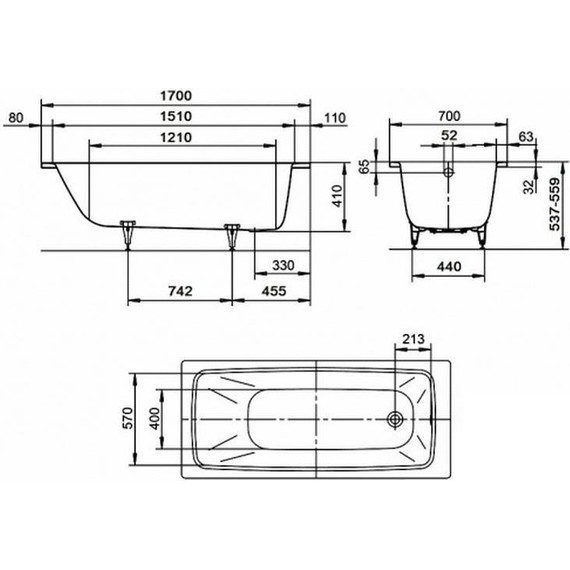 Ванна стальная Kaldewei Cayono 170х70 см mod. 749 easy-clean 274900013001 - фото, картинка 8 Ванна стальная Kaldewei Cayono 170х70 см mod. 749 easy-clean 274900013001 - фото 8