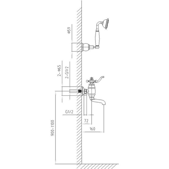 Смеситель для ванны Timo Lina 7034/02Y, антик - фото 3