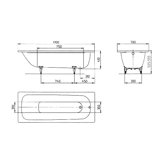 Ванна стальная Kaldewei Saniform Plus 170х70 см mod. 363-1 111800010001 - фото 9