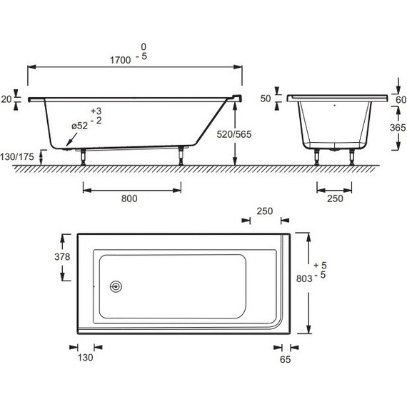 Ванна акриловая Jacob Delafon Formilia 170х80 см E6139R-00 - фото, картинка 6 Ванна акриловая Jacob Delafon Formilia 170х80 см E6139R-00 - фото 6