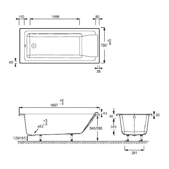 Ванна акриловая Jacob Delafon Sofa 170х75 см E60515RU-01, Размер - мм: 1700х750 - фото, картинка 10 Ванна акриловая Jacob Delafon Sofa 170х75 см E60515RU-01, Размер - мм: 1700х750 - фото 10