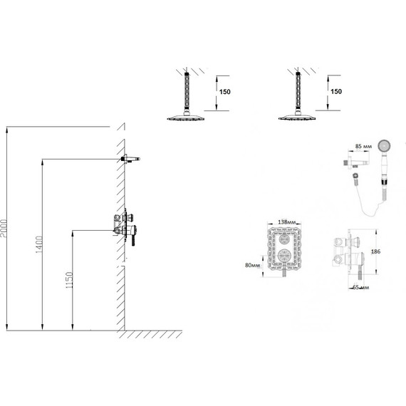 Душевая система для душа Bronze de Luxe Windsor 10138/1R, бронза - фото 3