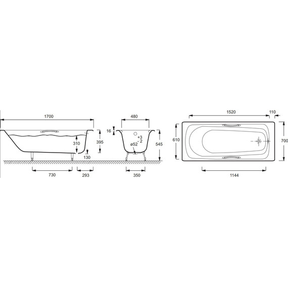 Ванна чугунная Jacob Delafon Melanie 170х70 см E2925-00 - фото 6