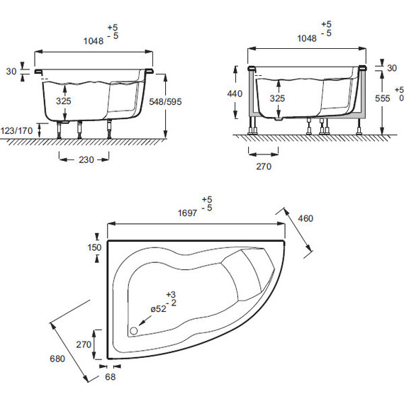 Ванна акриловая Jacob Delafon Micromega Duo 170х100 см R E60220RU-00, Размер - мм: 1700х1000 - фото, картинка 5 Ванна акриловая Jacob Delafon Micromega Duo 170х100 см R E60220RU-00, Размер - мм: 1700х1000 - фото 5