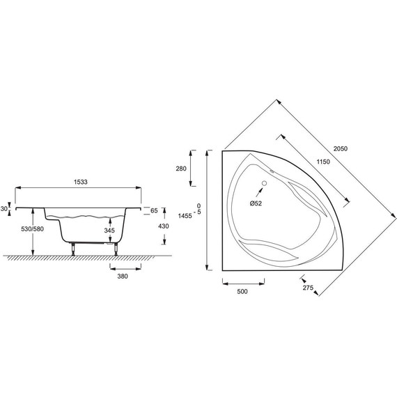 Ванна акриловая Jacob Delafon Presqu'ile 145х145 см E6045RU-00 - фото, картинка 7 Ванна акриловая Jacob Delafon Presqu'ile 145х145 см E6045RU-00 - фото 7