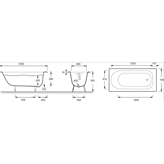 Ванна чугунная Jacob Delafon Soissons 150х70 см E2941-00 - фото 5