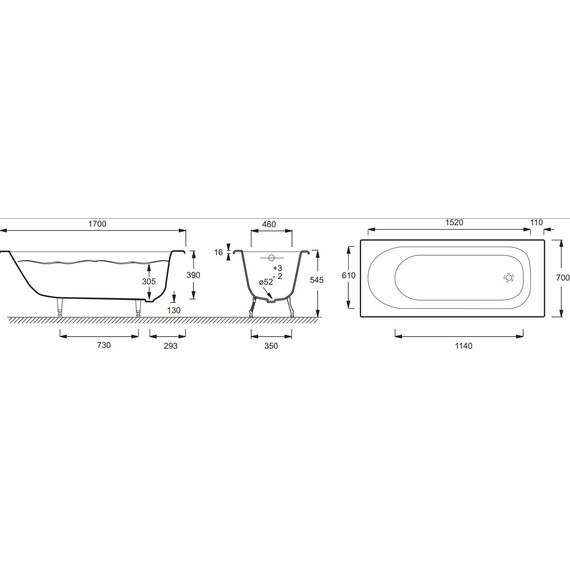 Ванна чугунная Jacob Delafon Soissons 170х70 см E2921-00 - фото, картинка 5 Ванна чугунная Jacob Delafon Soissons 170х70 см E2921-00 - фото 5