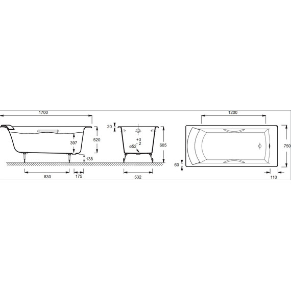 Ванна чугунная Jacob Delafon Biove 170х75 см E2938-00 - фото, картинка 6 Ванна чугунная Jacob Delafon Biove 170х75 см E2938-00 - фото 6
